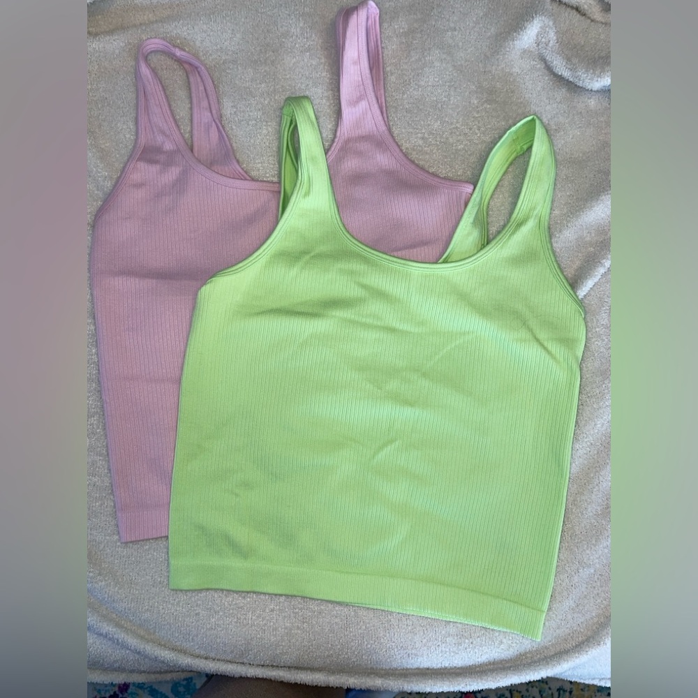 a new day Ribbed Tank Tops in Light Green and Soft Pink (Large set of 2)